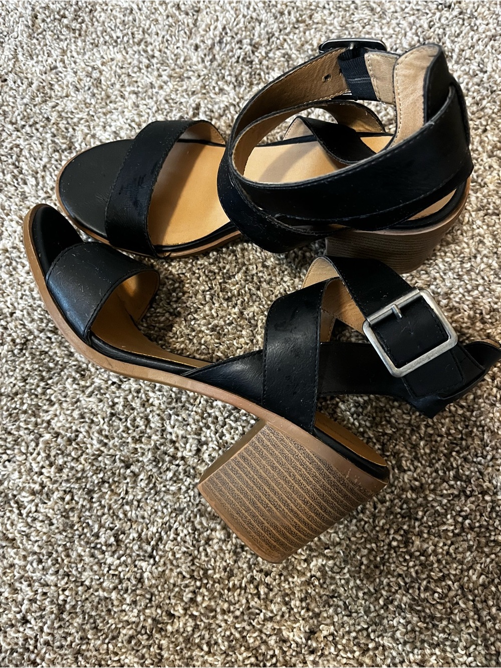 Merona Black Block Heel Strappy Sandals